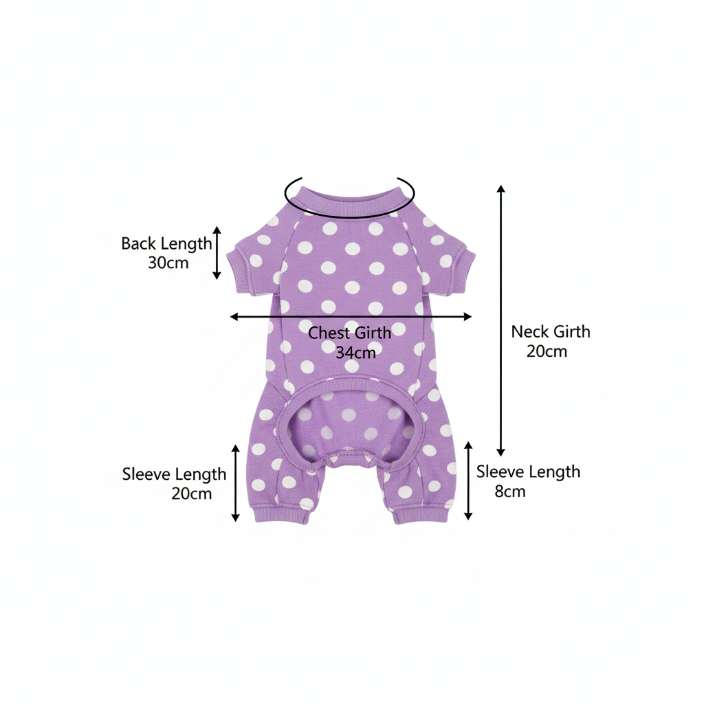 紫色波点连体衣尺寸图