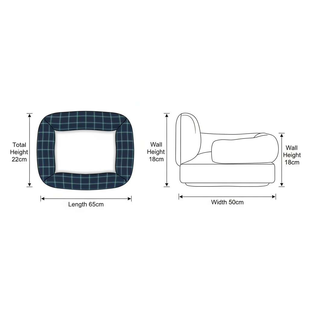 格纹方形宠物床尺寸图