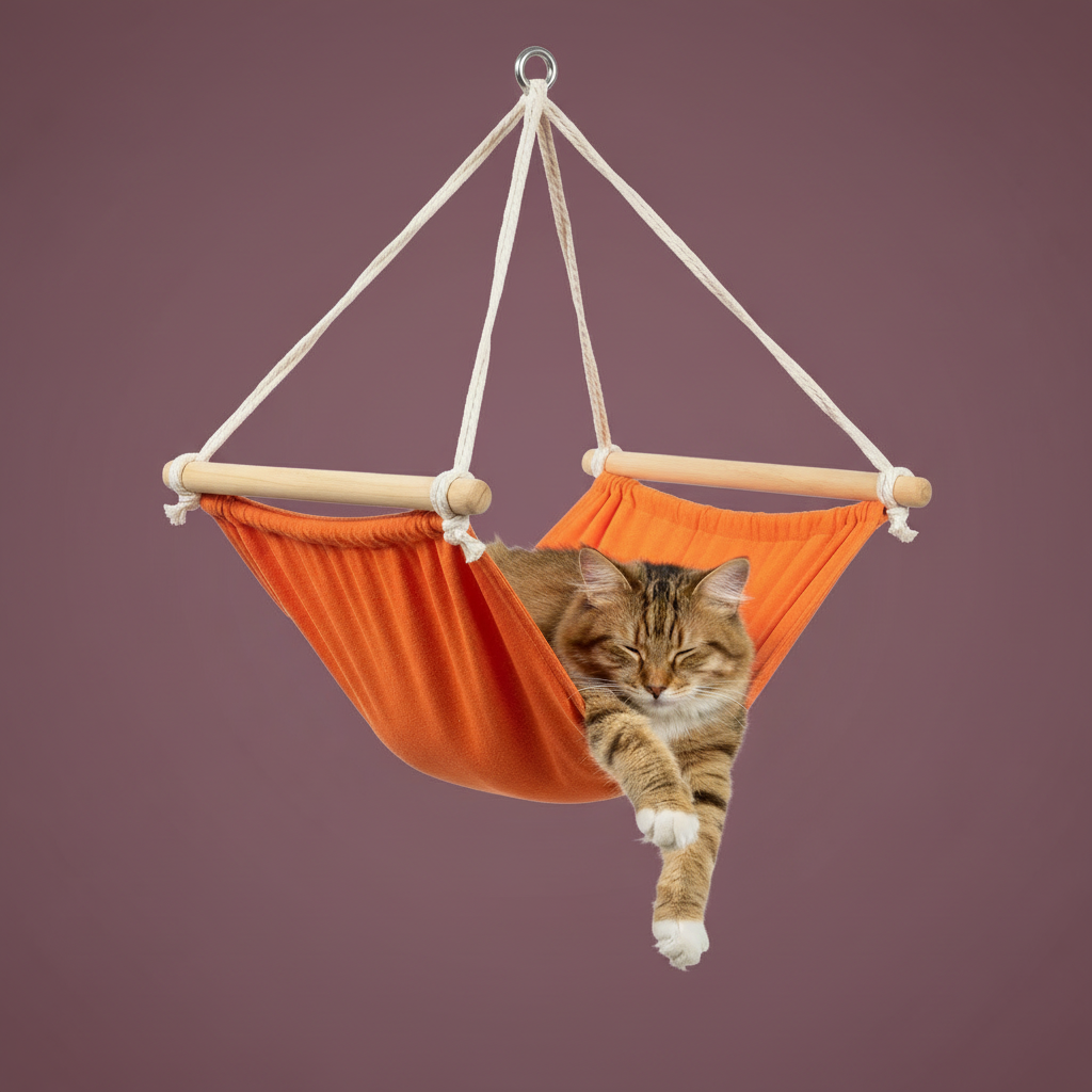 Cat Hammock Purple Background