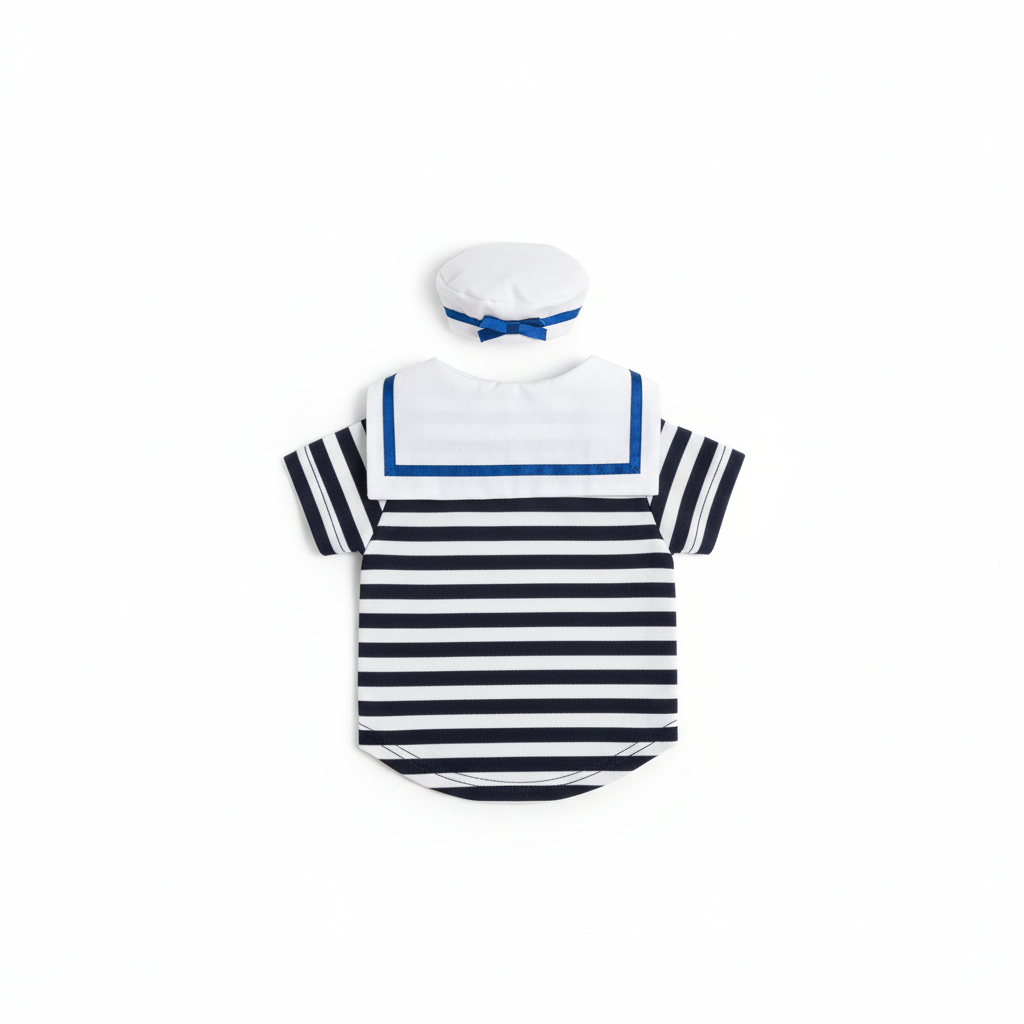 Cat sailor costume - red and white stripes with sailor hat